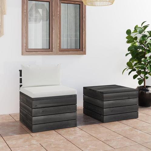 vidaXL 2-delige Loungeset met kussens pallet massief, Tuin en Terras, Tuinsets en Loungesets, Loungeset, Nieuw, 2 zitplaatsen