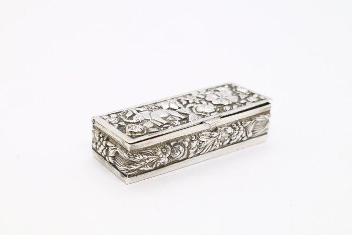 Pillendoosje - .925 zilver - Relief met bloemen, Antiek en Kunst, Antiek | Goud en Zilver