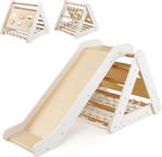 COSTWAY 4-in-1 klimdriehoek met glijbaan, houten klimrek, dr, Huis en Inrichting, Verzenden, Zo goed als nieuw