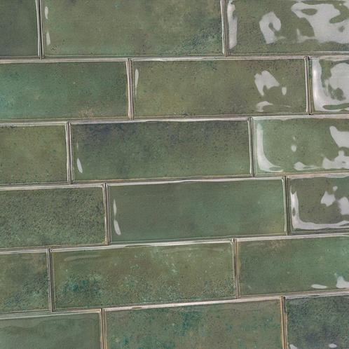 Wandtegels handvorm 6,5x20 cm mos groen glans-0,78m², Doe-het-zelf en Verbouw, Tegels, Nieuw, Verzenden