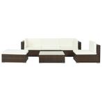 vidaXL 6-delige Loungeset met kussens poly rattan bruin, 6 zitplaatsen, Nieuw, Loungeset, Verzenden