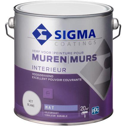 Sigma Muurverf Mat - wit - 1 liter (MUURVERF LATEX), Doe-het-zelf en Verbouw, Verf, Beits en Lak, Verf, Wit, Nieuw, Minder dan 5 liter