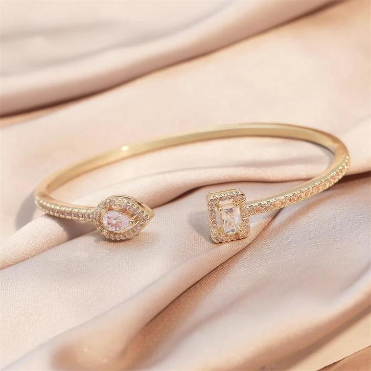 Luxe Geometrische Cuff Bangle voor Dames, Sieraden, Tassen en Uiterlijk, Armbanden, Nieuw, Met bedels of kralen, Met kristal, Verzenden