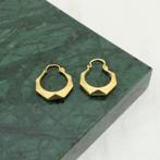 Gouden gefacetteerde creolen | Ø 14 mm (subtiele oorringen), Sieraden, Tassen en Uiterlijk, Oorbellen, Ophalen of Verzenden, Gebruikt