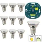 Set van 10 Lybardo LED spots GU10 + Lybardo LED eco+ dimmer, Verzenden, Nieuw, Bajonetsluiting, Overige typen