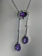 Halsketting - 10 kt. Witgoud Amethist - Parel, Nieuw