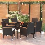 vidaXL 7-delige Tuinset met kussens zwart, Tuin en Terras, Tuinsets en Loungesets, 6 zitplaatsen, Nieuw, Tuinset, Verzenden