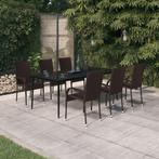 vidaXL 7-delige Tuinset bruin en zwart, 6 zitplaatsen, Nieuw, Tuinset, Verzenden