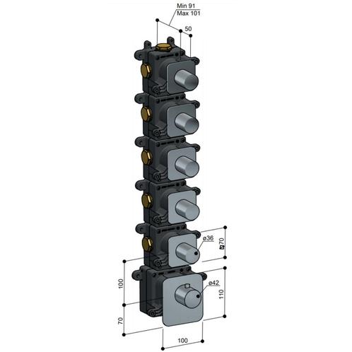 Thermostaat Hotbath Gal High Flow met 5 Stopkranen Chroom, Doe-het-zelf en Verbouw, Sanitair, Ophalen of Verzenden