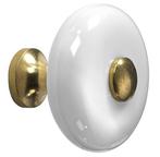 Meubelknop Lara porselein 34mm wit/messing ongelakt, Verzenden, Nieuw