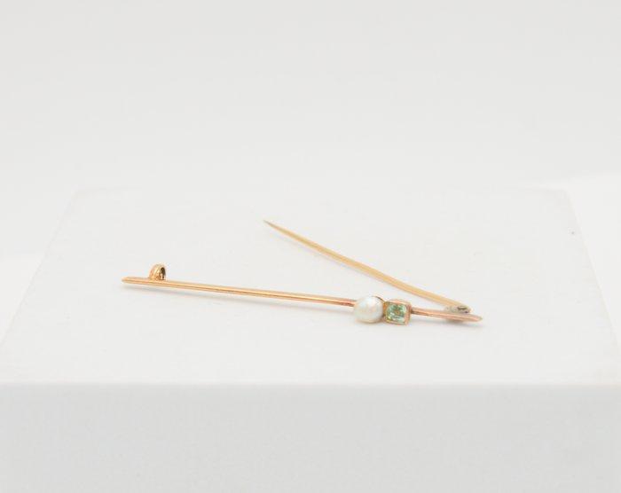 Broche - 18 karaat Geel goud Amethist - Parel, Sieraden, Tassen en Uiterlijk, Antieke sieraden