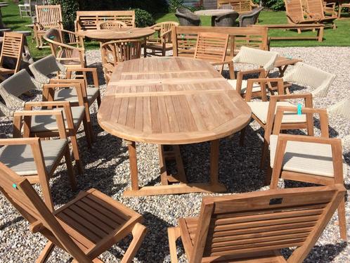 Groot assortiment teak houten tuinstoelen, nieuw en gebruikt, Tuin en Terras, Tuinstoelen, Zo goed als nieuw, Inklapbaar, Stapelbaar