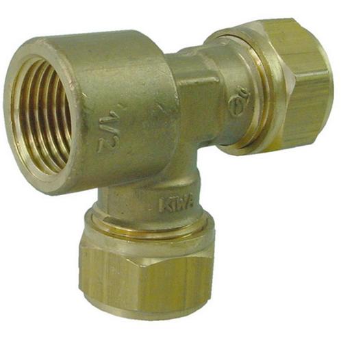 Riko P-737 Messing Knel T-Stuk 22x22x1/2 Binnendraads, Doe-het-zelf en Verbouw, Sanitair, Nieuw, Ophalen of Verzenden