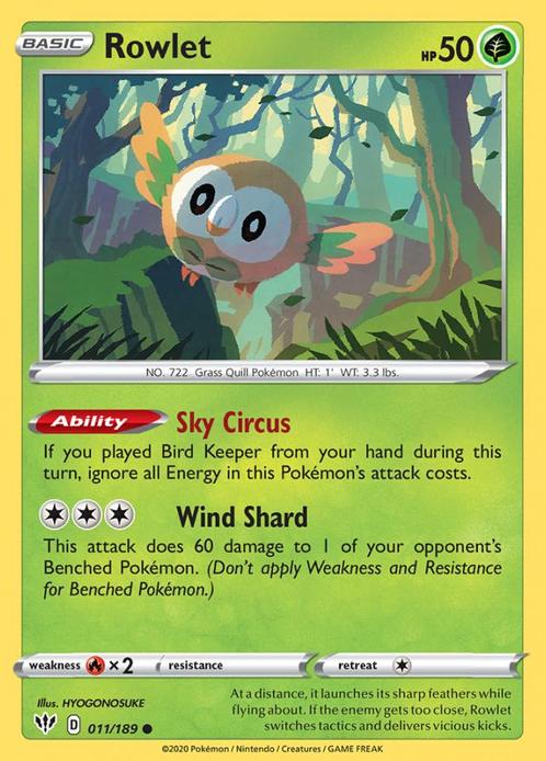 Rowlet 011/189 Darkness Ablaze, Hobby en Vrije tijd, Verzamelkaartspellen | Pokémon, Losse kaart, Nieuw, Foil, Ophalen of Verzenden