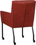 Set van 6 Rode leren moderne eetkamerstoelen - Vintage Leer, Huis en Inrichting, Stoelen, Nieuw, Vijf, Zes of meer stoelen, Eigentijds