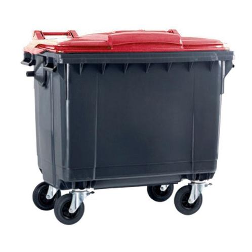 Afvalcontainer 660 liter grijs met rood deksel, Huis en Inrichting, Woonaccessoires | Prullenbakken, Ophalen of Verzenden