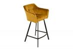 Barstoel Loft 100 cm Mosterdgeel Fluwelen Armleuning - 40308