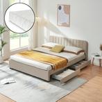 Bed Nofrenna met matras en 4 bedlades 200x140 cm beige [en.c, Verzenden, Nieuw