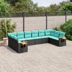 vidaXL 10-delige Loungeset met kussens poly rattan zwart, Verzenden, Nieuw, Rotan, Loungeset
