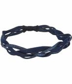 Haarband sport - Glitter gevlochten elastiek 3cm - Blauw, Nieuw