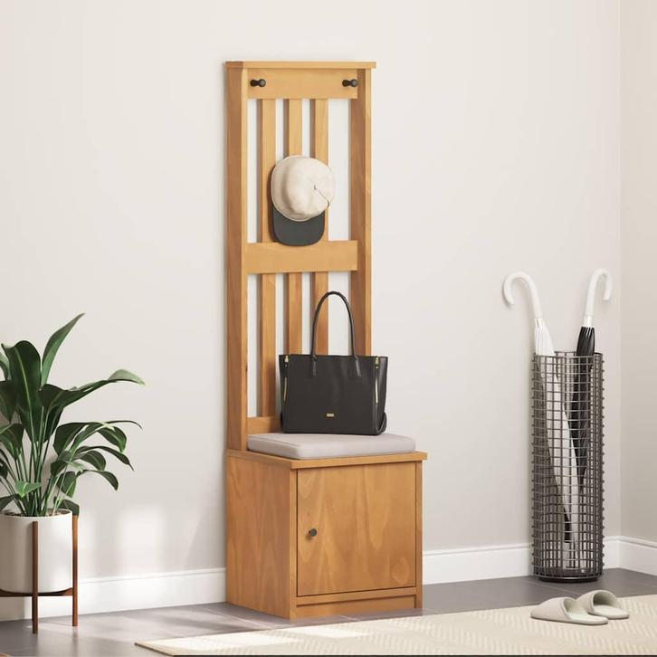 vidaXL Kapstok SANDNES 45x40x159,5 cm massief grenenhout, Huis en Inrichting, Banken | Voetenbanken en Poefen, Nieuw, Verzenden
