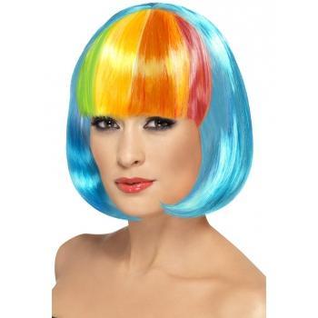 Party pruik blauw met pony - Damespruiken, Hobby en Vrije tijd, Feestartikelen, Ophalen of Verzenden