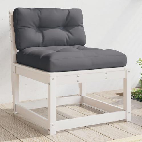 vidaXL Tuinbank met kussens massief grenenhout wit, Tuin en Terras, Tuinsets en Loungesets, Nieuw, Verzenden