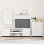 vidaXL 4 Delige TV Kast Set Wandgemonteerd Wit Bewerkt hout, Huis en Inrichting, 100 tot 150 cm, Verzenden, Nieuw, Minder dan 100 cm