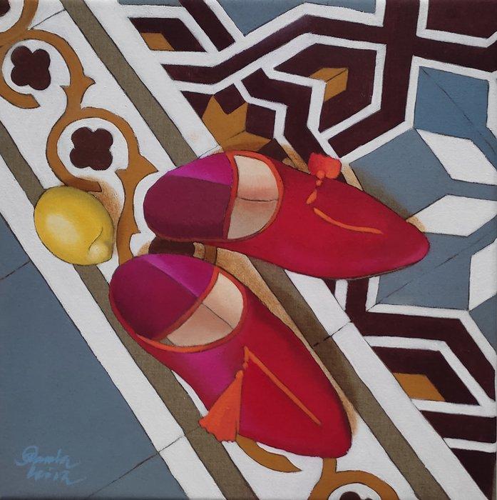 Paula Leiva Granger - Zapatillas rojas, Antiek en Kunst, Kunst | Schilderijen | Modern