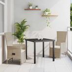 vidaXL Set Tuinstoelen met kussen 3 pcs Beige Crème 80 x 80, Tuin en Terras, Verzenden, Nieuw, Rotan, Tuinset