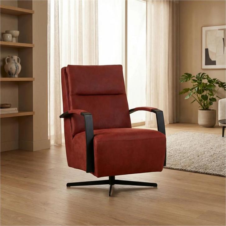 Leren draaifauteuil Award - Kenia Burgundy (rood) -, Huis en Inrichting, Fauteuils, 50 tot 75 cm, 75 tot 100 cm, Nieuw, Leer, Ophalen of Verzenden