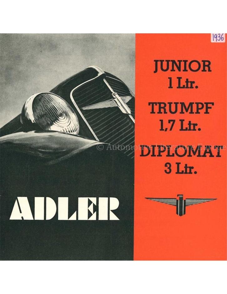 1936 ADLER PROGRAMMA BROCHURE DUITS, Boeken, Auto's | Folders en Tijdschriften