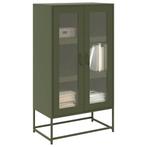 vidaXL buffetkast 68x39x123 cm staal olijfgroen, Huis en Inrichting, Kasten | Buffetkasten, Verzenden, Nieuw, Metaal