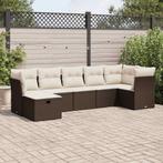vidaXL 7-delige Loungeset met kussens poly rattan bruin, Nieuw, Loungeset, 7 zitplaatsen, Verzenden