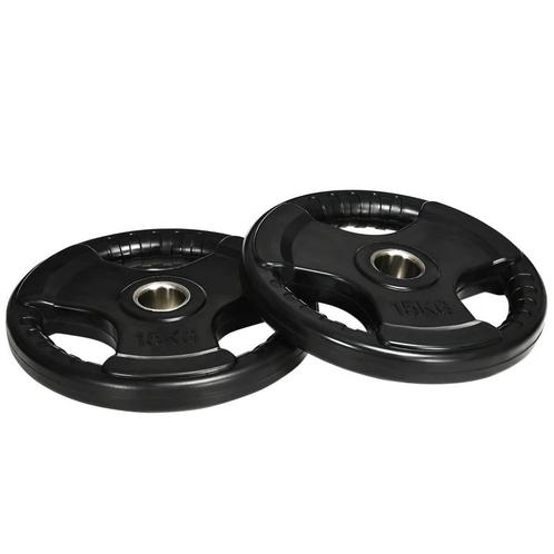 Halterschijven, Set Van 2, 15 Kg Per Schijf, Drie Handgrepen, Sport en Fitness, Fitnessmaterialen, Nieuw, Verzenden
