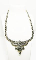 Kraagketting - 18 karaat Geel goud, Zilver Diamant