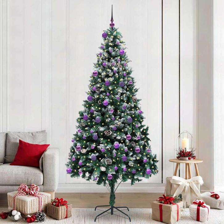 vidaXL Kunstkerstboom Groen 240 cm PVC en Staal en Kunststof, Diversen, Kerst, Nieuw, Verzenden