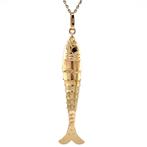 Gouden vintage vis hanger met kleursteen 14 krt, Ophalen of Verzenden, Nieuw