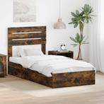 vidaXL Opslag bed met lade Gerookt eiken 100 x 200 cm, Verzenden, Nieuw, Bruin, Hout