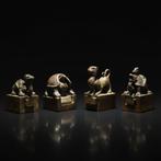 Chinese Bronzen Stempelset met Beschermers van de Vier
