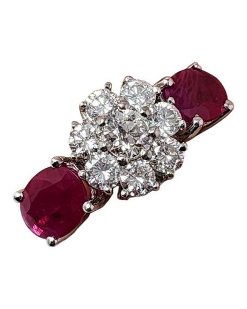 Ring - 18 karaat Witgoud, Verbazingwekkende antieke platina, Sieraden, Tassen en Uiterlijk, Ringen