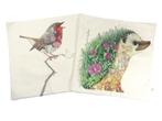 Kussenhoesjes met egel en vogel print, Nieuw, Vierkant, Verzenden, Overige kleuren