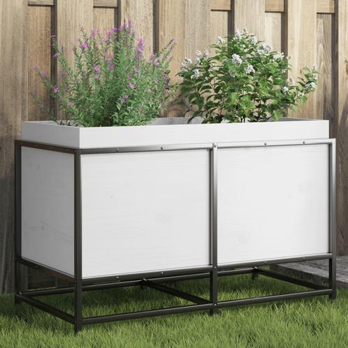 vidaXL Plantenbak 80x40x50 cm massief grenenhout wit, Tuin en Terras, Bloembakken en Plantenbakken, Nieuw, Hout, Verzenden