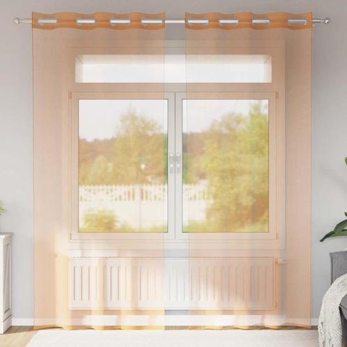 vidaXL Gordijnen voile met doorvoertules 2 st terracotta, Huis en Inrichting, Stoffering | Gordijnen en Lamellen, Bruin, Nieuw