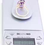 Ring - 14 karaat Geel goud Amethist - Diamant, Nieuw