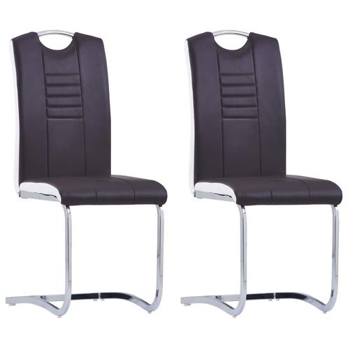 vidaXL Eetkamerstoelen 2 st kunstleer bruin, Huis en Inrichting, Stoelen, Bruin, Nieuw, Verzenden