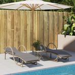 vidaXL Ligstoelen 2 st met kussens poly rattan beige, Verzenden, Nieuw