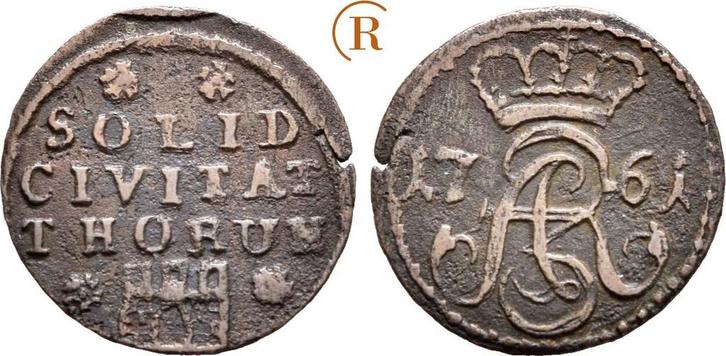 Schilling 1761 Polen Thorn Stadt: Friedrich August Ii von..., Postzegels en Munten, Munten | Europa | Niet-Euromunten, Verzenden