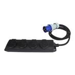 ProPlus Stekkerdoos - CEE naar 4 Schuko - 1,5 meter - Zwa..., Doe-het-zelf en Verbouw, Elektra en Kabels, Ophalen of Verzenden