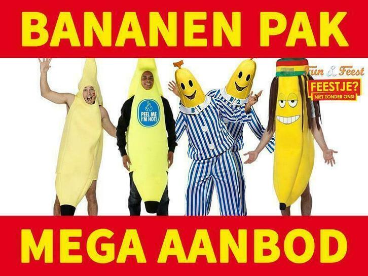 Bananenpak - Mega aanbod bananen kostuums, Kleding | Heren, Carnavalskleding en Feestkleding, Kleding, Nieuw, Ophalen of Verzenden